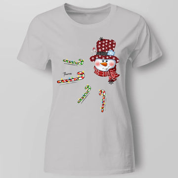 Personalized Grandma Christmas Candy Cane Coquette Bow Shirt, Custom Nana Mimi Grandama Funny Christmas Shirt