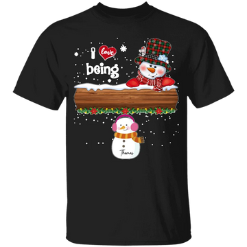 Personalized I Love Being Grandma Snowman Shirt Grandma With Grandkids Name Christmas Shirt