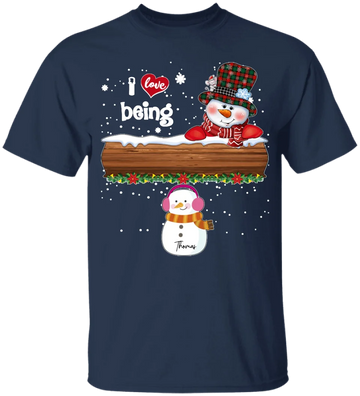 Personalized I Love Being Grandma Snowman Shirt Grandma With Grandkids Name Christmas Shirt