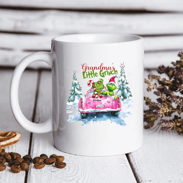 Green Grandma's Little Grandkids Christmas Personalized Mugs Gift For Grandma Xmas