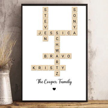 Family Crossword Art - Created In A Moment, Treasured Forever Personalized Poster - Portrait AirFrame Photo