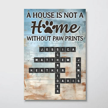 Home With Paw Prints Pet Crossword Puzzle Wall Art Home Decor Personalized Poster - Portrait AirFrame Photo Tile