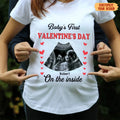 Personalized Baby’s First Valentine’s Day on the inside Custom Photo T Shirt, Gift for New Mom