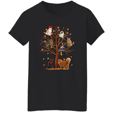 Cat Fall Tree Shirt Cats Lovers Chritsmas Gift Women's T-Shirt