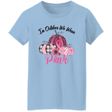 In October We Wear Pink Pumpkin Breast Cancer Awareness T-Shirt Women's T-Shirt