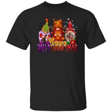 Gnomes Happy Hallothanksmas Halloween Thanksgiving Christmas Funny Shirt