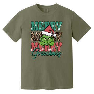 Merry Merry Merry Grinchmas Christmas Funny Shirt - Comfort Colors Heavyweight T-Shirt