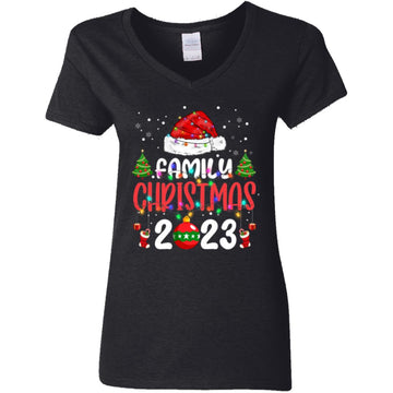 Christmas 2023 Family Matching Outfits Team Santa Elf Squad Shirt Women's V-Neck T-Shirt