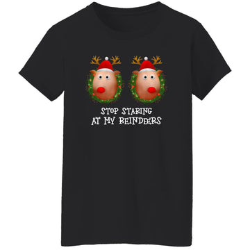 Stop Staring At My Reindeers Boobs Ugly Gag Xmas Sweater Shirt Women's T-Shirt