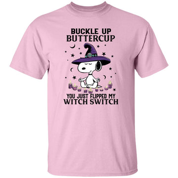 Snoopy Halloween Buckle Up Buttercup You Just Flipped My Witch Switch shirt