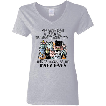 When Women Reach A Certain Age They Start To Collect Cats This Is Known As The Many Paws Shirt Women's V-Neck T-Shirt