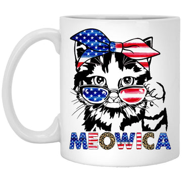 4th Of July Shirt Meowica Cat Sunglasses American Flag Gift Mug