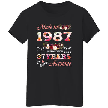 Made In 1987 Limited Edition 37 Years Of Being Awesome Floral Shirt - 37th Birthday Gifts Women Unisex T-Shirt Women's T-Shirt