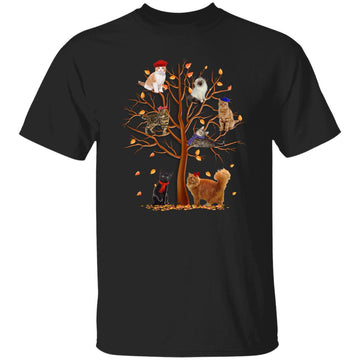 Cat Fall Tree Shirt Cats Lovers Chritsmas Gift Gildan Ultra Cotton T-Shirt