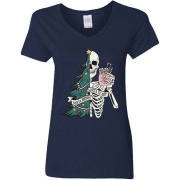 Sorta Merry Sorta Scary Tee - Christmas Shirts Women's V-Neck T-Shirt