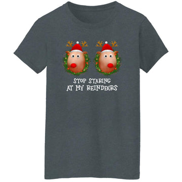 Stop Staring At My Reindeers Boobs Ugly Gag Xmas Sweater Shirt Women's T-Shirt