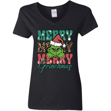 Merry Merry Merry Grinchmas Christmas Funny Women's V-neck T-Shirt