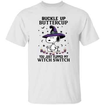 Snoopy Halloween Buckle Up Buttercup You Just Flipped My Witch Switch shirt