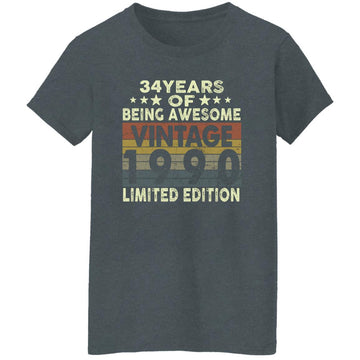 34 Years Of Being Awesome Vintage 1990 Limited Edition Shirt 34th Birthday Gifts Shirt Women's T-Shirt