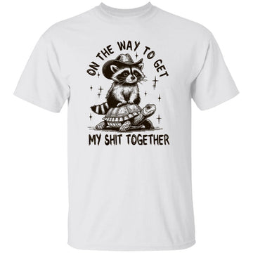 Raccoon Riding Turtle On The Way To Get My Shit Together Funny Shirt