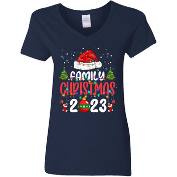 Christmas 2023 Family Matching Outfits Team Santa Elf Squad Shirt Women's V-Neck T-Shirt