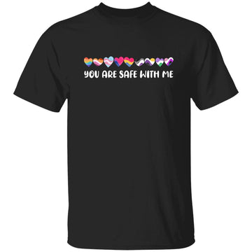 Your Are Safe With Me Rainbow Heart LGBT Pride Shirt