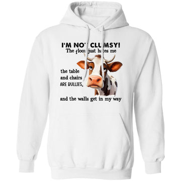 Cow I'm Not Clumsy The Floor Just Hates Me Funny Shirt White