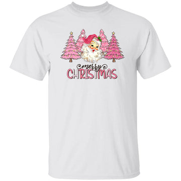 Merry Christmas Tree Santa Pink Shirt Xmas Gifts Gildan Ultra Cotton T-Shirt