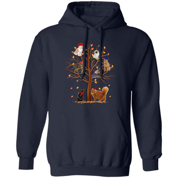 Cat Fall Tree Shirt Cats Lovers Chritsmas Gift Unisex Pullover Hoodie