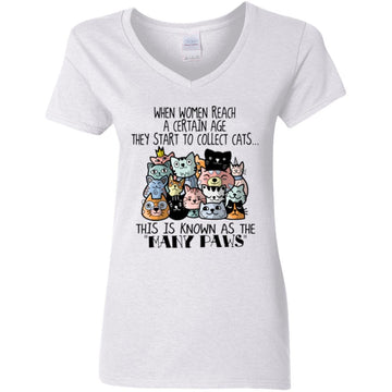 When Women Reach A Certain Age They Start To Collect Cats This Is Known As The Many Paws Shirt Women's V-Neck T-Shirt