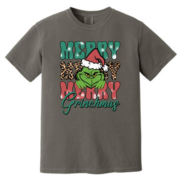 Merry Merry Merry Grinchmas Christmas Funny Shirt - Comfort Colors Heavyweight T-Shirt