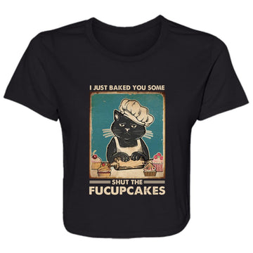 Mother Cat I Just Baked You Some Shut The Fucupcakes Ladies' Flowy Cropped Tee