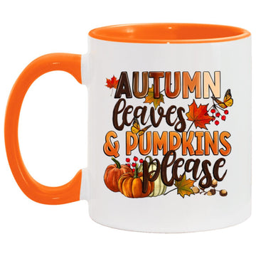 Autumn Leaves And Pumpkins Please Halloween Mug, Fall Coffee Mug, Thanksgiving Gift Cup