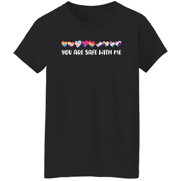 Your Are Safe With Me Rainbow Heart LGBT Pride Shirt