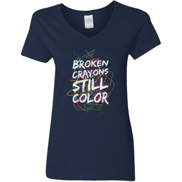 Broken Crayons Still Color Women's V-neck T-Shirts