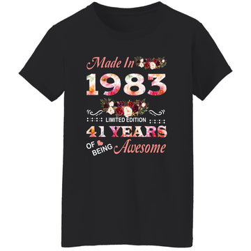 Made In 1983 Limited Edition 41 Years Of Being Awesome Floral Shirt - 41st Birthday Gifts Women Unisex T-Shirt Women's T-Shirt