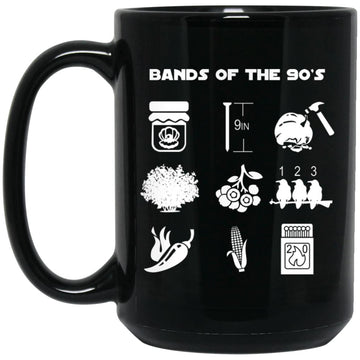 Funny Retro Popular Music Bands Of The 90s Mug, Coffee Mugs