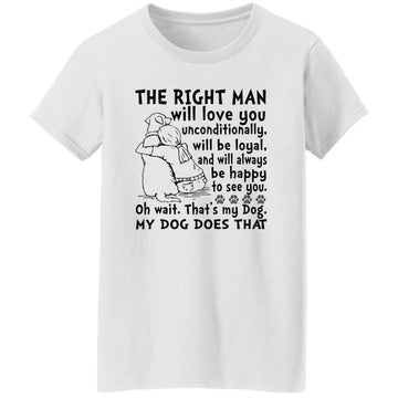 My Dog Is The Right Man Will Love You Unconditionally Will Be Loyal Shirt Women's T-Shirt