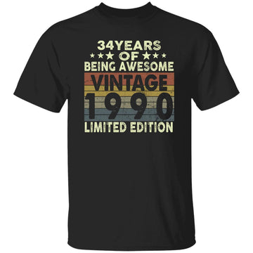 34 Years Of Being Awesome Vintage 1990 Limited Edition Shirt 34th Birthday Gifts Shirt Gildan Ultra Cotton T-Shirt