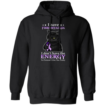 I Have Fibromyalgia I Don’t Have The Energy To Pretend I Like You Today Cat Holding Purple Ribbon Shirt