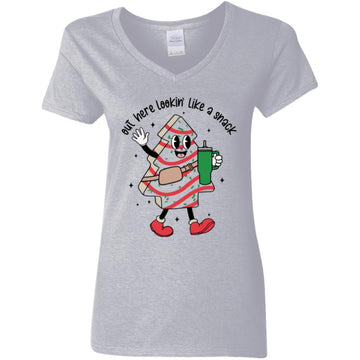 Out Here Lookin Like A Snack Christmas Tree Cake T-Shirt Women's V-Neck T-Shirt