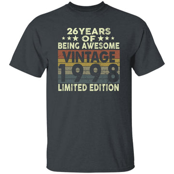 26 Years Of Being Awesome Vintage 1998 Limited Edition Shirt 26th Birthday Gifts Shirt Gildan Ultra Cotton T-Shirt