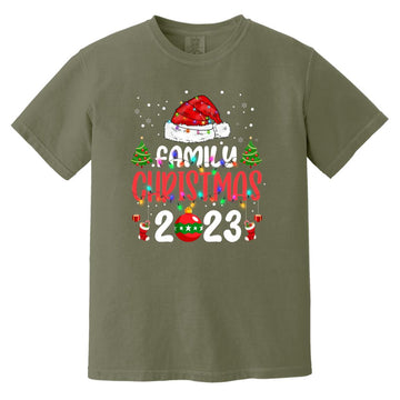 Christmas 2023 Family Matching Outfits Team Santa Elf Squad Shirt Comfort Colors Heavyweight T-Shirt