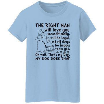 My Dog Is The Right Man Will Love You Unconditionally Will Be Loyal Shirt Women's T-Shirt