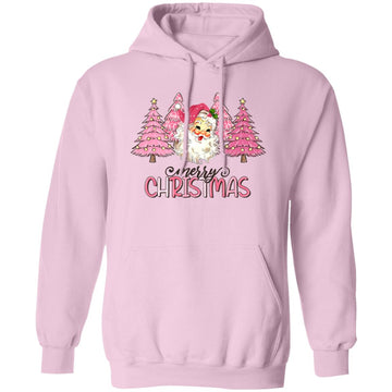 Merry Christmas Tree Santa Pink Shirt Xmas Gifts Unisex Pullover Hoodie