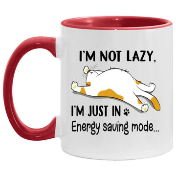 I'm Not Lazy I'm Just In Energy Saving Mode Cat Funny Mug, Coffee Mugs