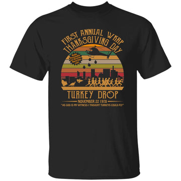 First Annual WKRP Thanksgiving Day Turkey Drop Vintage Retro T-Shirt - Thanksgiving Day Gifts