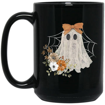 Ghost Halloween Flower Mug -  Ghost Spooky Lace Ghost Coffee Mugs, Cup