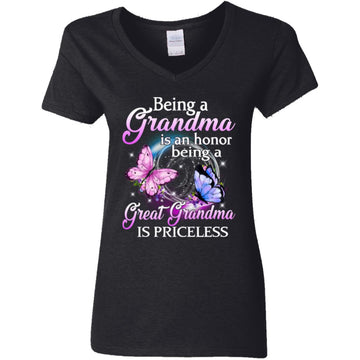 Butterfly Being A Grandma Is Honor Being A Great Grandma Is Priceless Shirt Gift For Grandma, Mom, Mother’s Day Gift