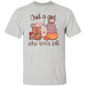 Just A Girl Who Loves Fall Shirt Halloween Gift, Autumn Season Shirts, Cozy Fall T-shirt, Pumpkin Spice T-Shirt Design